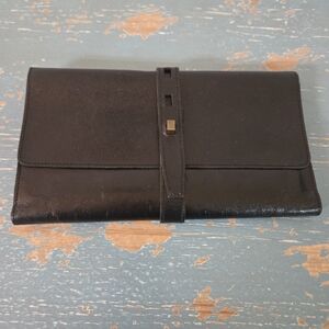 Vintage Lederer Black Leather Jewelry Travel Case - Made In France